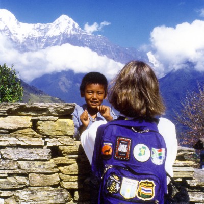 Nepal little boy practicing English (1)