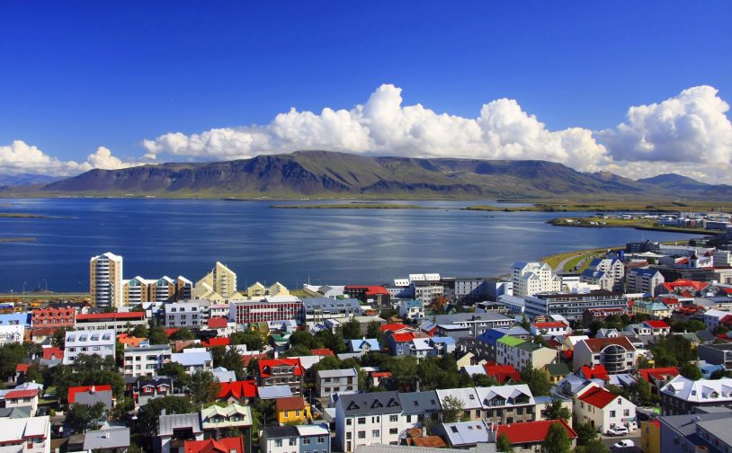 Aerial view of Reykjavik on Iceland trip women travel groups