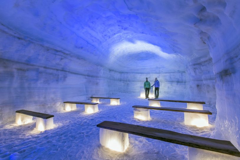 Inside ice cave Skarpi AdventureWomen trip to Iceland