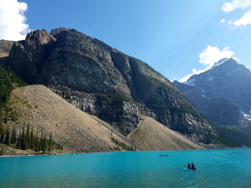 Canadian Rockies with iconic blue lake women adventure travel