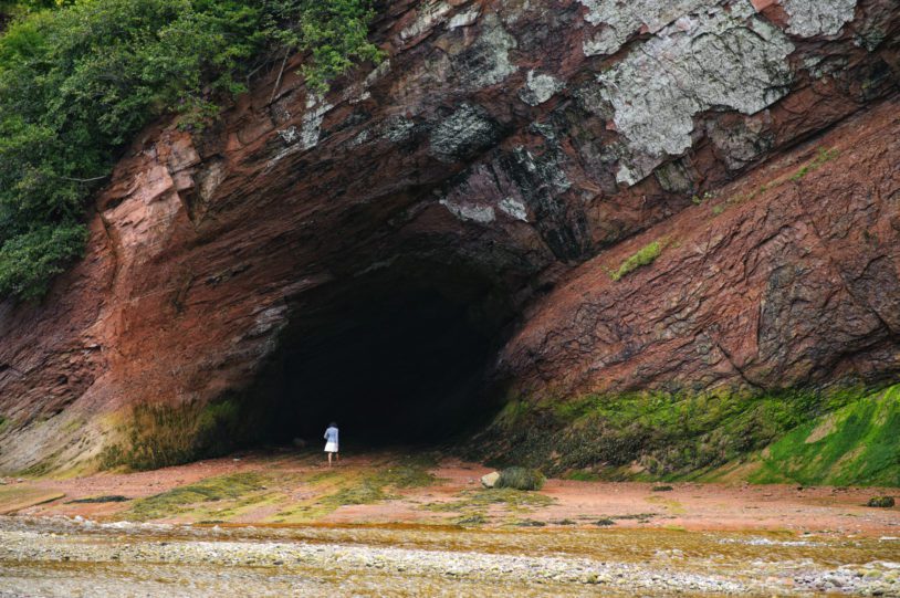 Sea caves in Saint Martin, New Brunswick, Canada. The Bay of Fundy has the highest tidal range in the world.