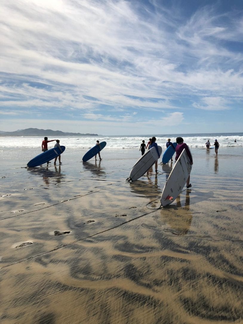 Women getting ready to surf in beautiful Baja