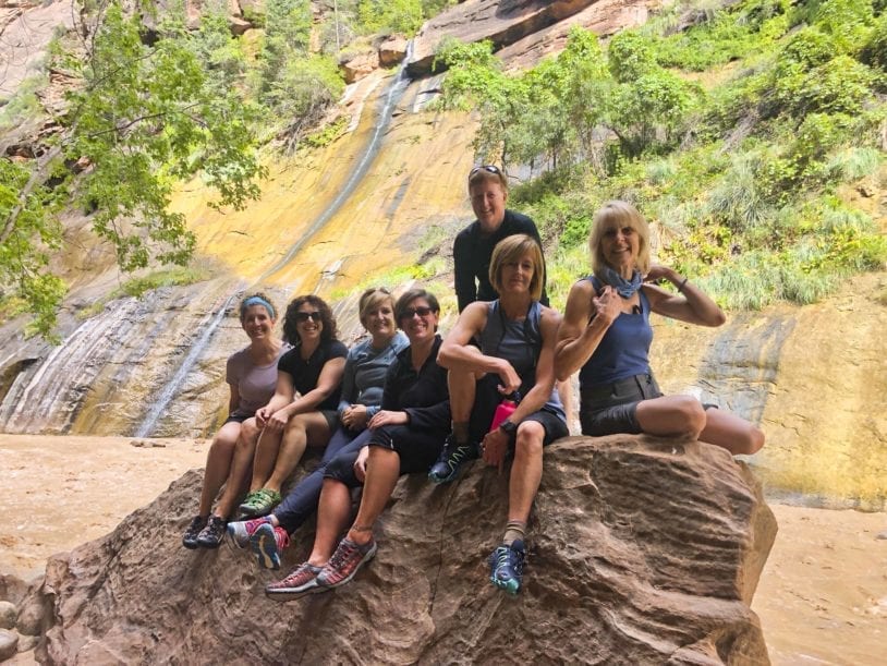 Group of female hikers in Zion women only adventures