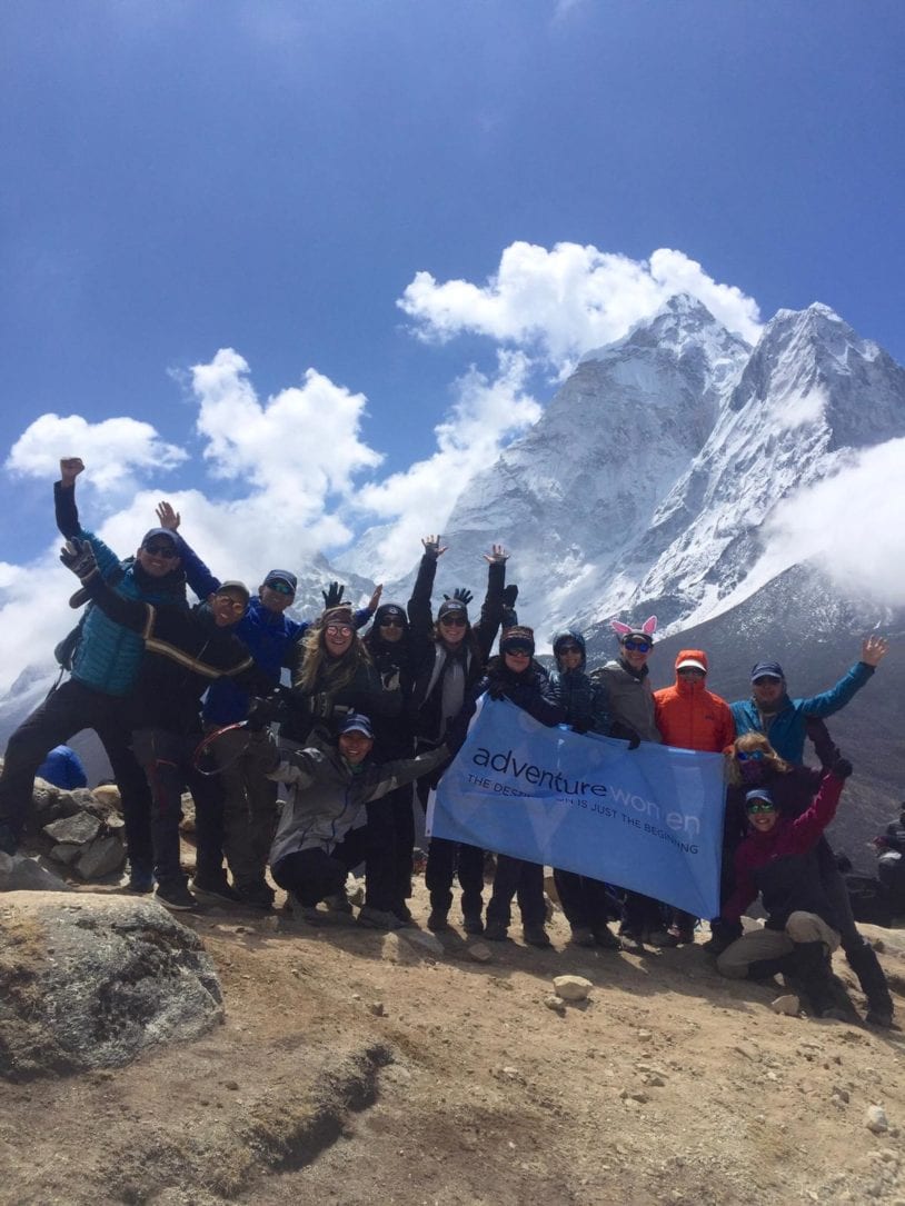 AdventureWomen celebrating their arrival at Everest Base Camp