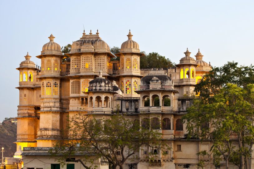 City Palace In Udaipur, Rajasthan, India Overlooking The Town