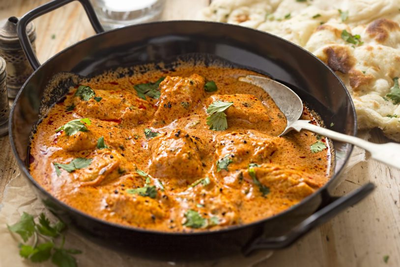 Butter chicken curry with tender chicken breast, cream, butter and honey