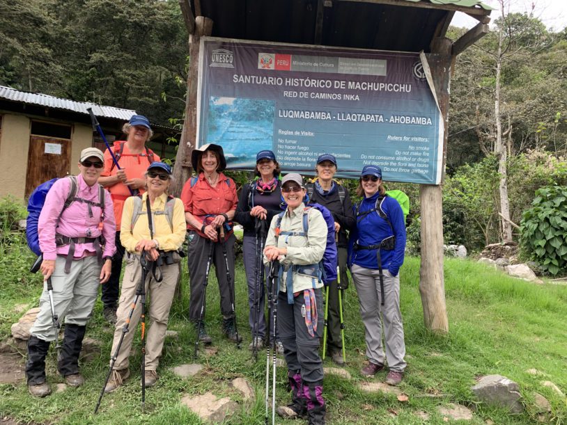 Group of hikers suited up to start trekking in Peru