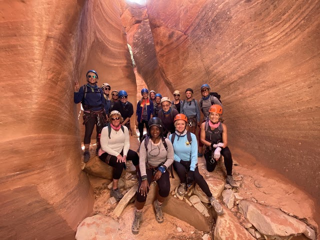 Women finished canyoneering on hiking trip to Zion and Bryce Canyon