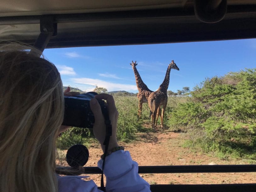 Viewing giraffes women adventure trips to Tanzania