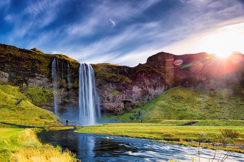 Iceland Summer with waterfalls and streams