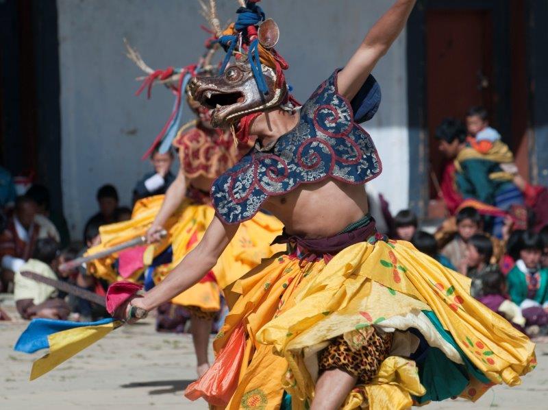 Performer in traditional Bhutanese tshechu