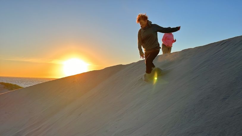 Running down sand dunes