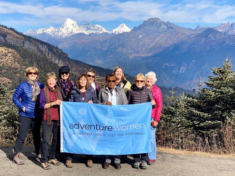 Scenic mountains Bhutan group of Adventure Women