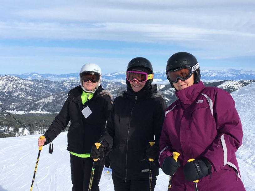 Skiers at the summit of Bridger Bow;