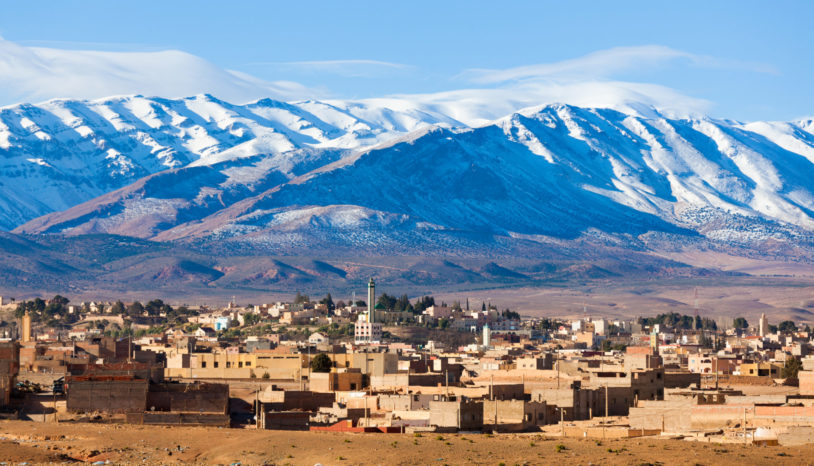 Village under the atlas mountains in Morocco