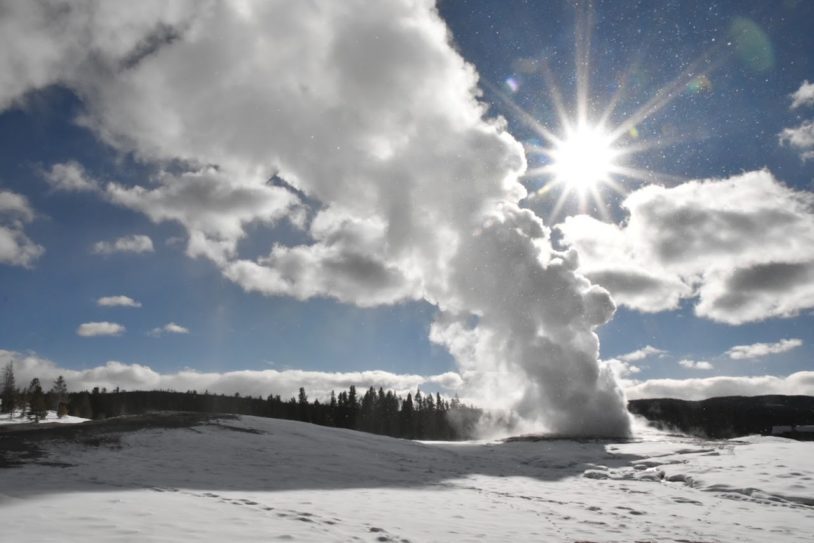 Geyser at Yellowstone in the winter