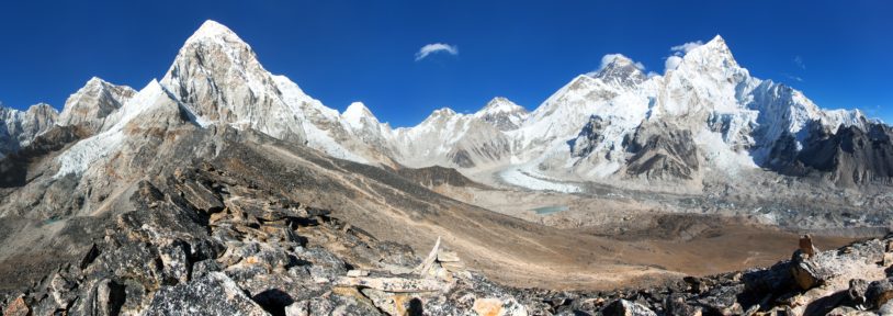 Panoramic view of Mount Everest, Lhotse, Nuptse