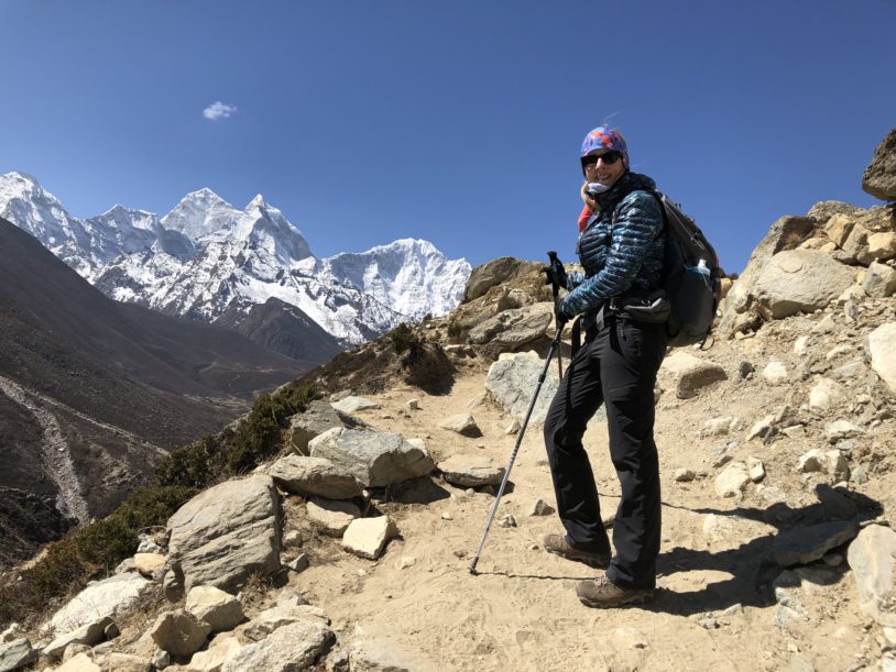 Woman on her hike up to Everest Base Camp