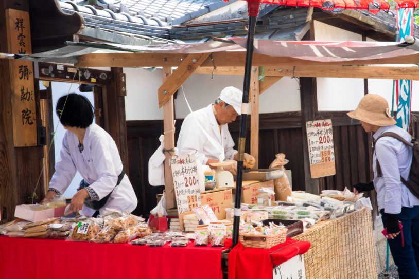 Browsing the markets on a Kyoto street